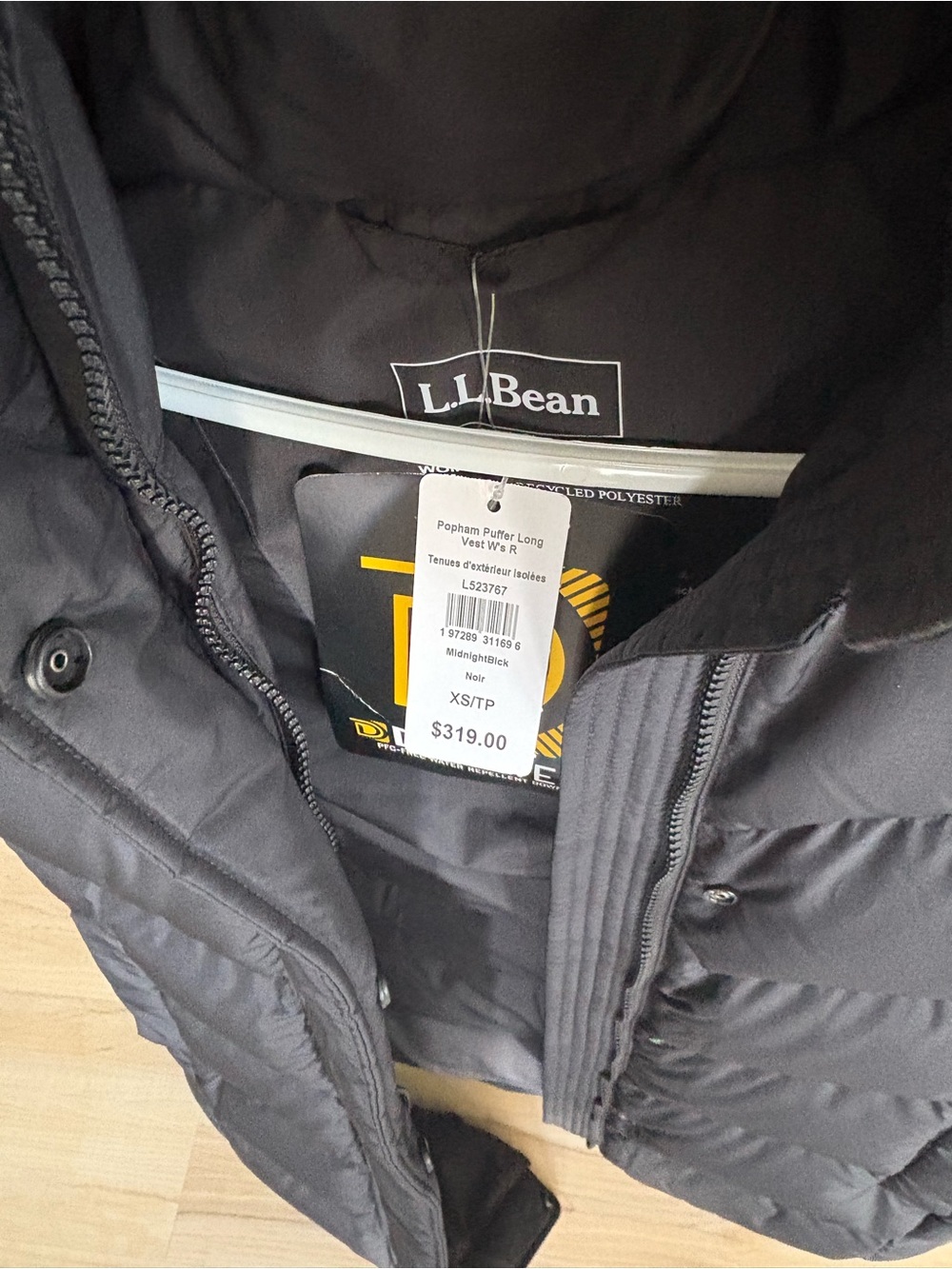 L.L. Bean Women’s Midnight Black Popham Puffer Long Jacket